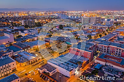 Downtown San Pedro at Twilight Stock Photo