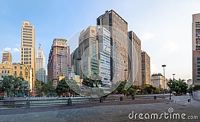 Downtown Sao Paulo skyline with old Banespa Altino Arantes and Martinelli Buildings - Sao Paulo, Brazil Editorial Stock Photo