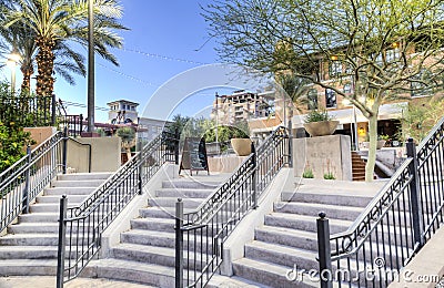 Downtown Scottsdale Arizona in the Waterfront District. Stock Photo