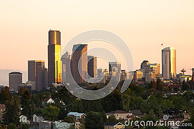 Downtown Seattle at dawn Editorial Stock Photo