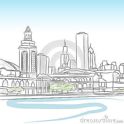 Downtown Skyline of Chicago Vector Illustration