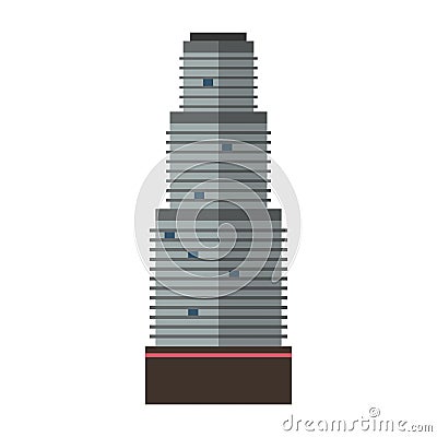 Downtown skyscraper with skyline reflections on shiny glass facades modern flat style vector illustration Vector Illustration