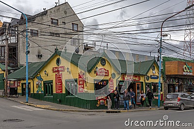 Downtown of the southern Argentine city of Ushuaia, Tierra del Fuego, Argentina Editorial Stock Photo