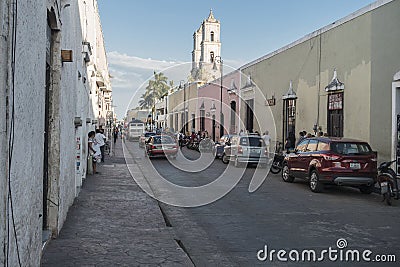 Downtown street view in Valladolid, Mexico Editorial Stock Photo