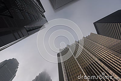Toronto financial district in downtown on foggy day Stock Photo