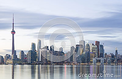 Downtown Toronto skyline with the CN Tower and the Financial District skyscrapers Editorial Stock Photo