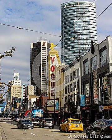 Downtown Vancouver, Granville Street at Nelson St. Editorial Stock Photo