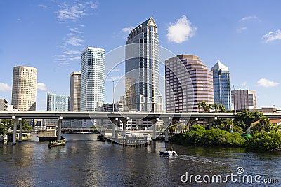 Downtwon City Skyline and Waterways of Tampa Florida Stock Photo