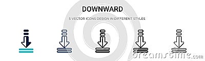 Downward icon in filled, thin line, outline and stroke style. Vector illustration of two colored and black downward vector icons Vector Illustration