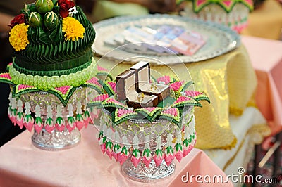 The dowry marriage in Thai culture. Object for Thai engagement Stock Photo