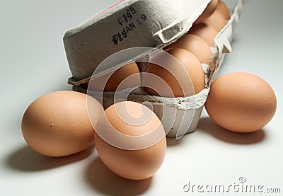 Dozen Brown Eggs Stock Photo