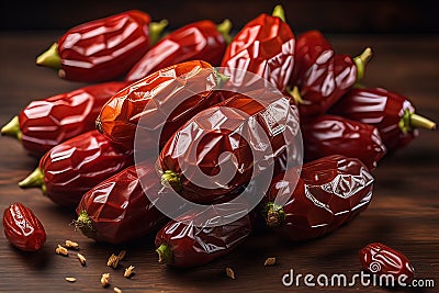a dozen dates are on the table. ai generative Stock Photo