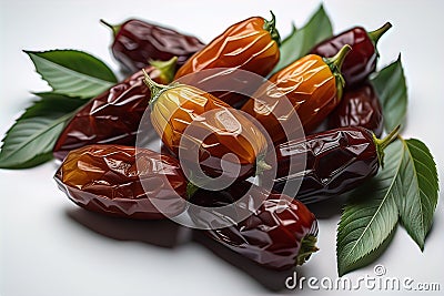 a dozen dates are on the table. ai generative Stock Photo
