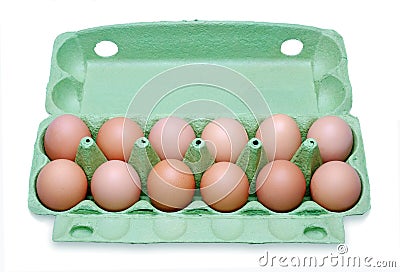 Dozen eggs in a box Stock Photo