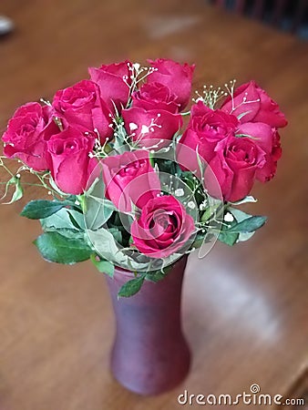A dozen roses for my Valentine. Stock Photo