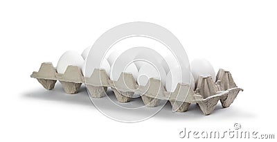 A dozen white eggs. Close up. Isolated on white background Stock Photo