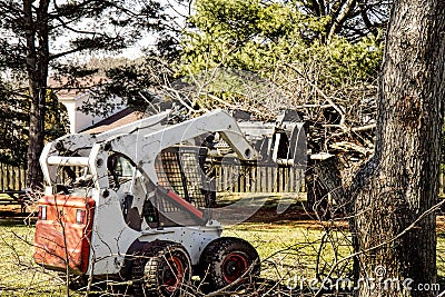 Dozer removing limbs and branches Stock Photo