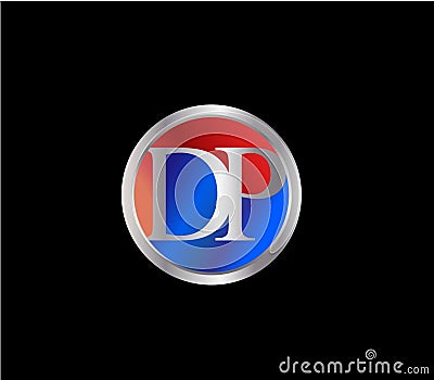 DP Initial circle shape Red Blue Silver color later Logo Design Vector Illustration