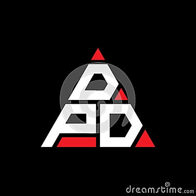 DPD triangle letter logo design with triangle shape. DPD triangle logo design monogram. DPD triangle vector logo template with red Vector Illustration