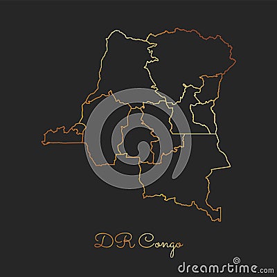 DR Congo region map: golden gradient outline on. Vector Illustration