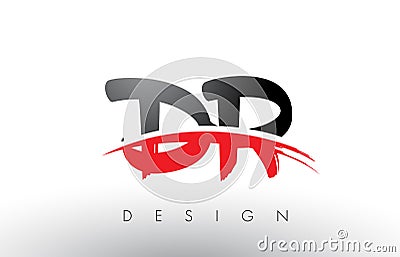 DR D R Brush Logo Letters with Red and Black Swoosh Brush Front Stock Photo