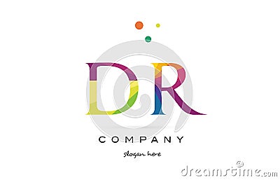 dr d r creative rainbow colors alphabet letter logo icon Vector Illustration