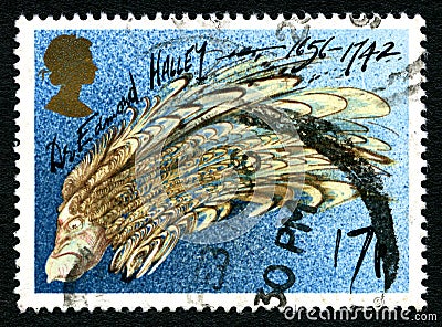 Dr. Edmond Halley UK Postage Stamp Editorial Stock Photo