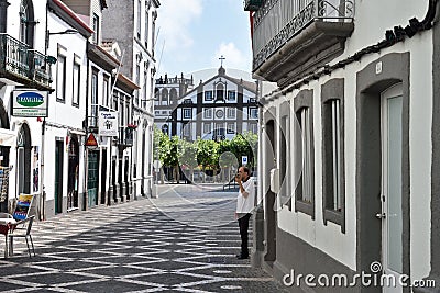 Streets of Ponta Delgada. Editorial Stock Photo