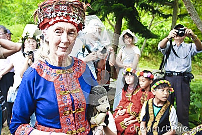 Dr. Jane Goodall aboriginal children in Taitung 2 Editorial Stock Photo
