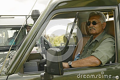 Dr. Karmari, a veterinarian looking for snares and wounded animals in Tsavo National Park in Kenya, Africa Editorial Stock Photo