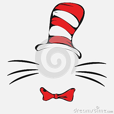 Dr Seuss cat in the hat. Hat, mustaches Stock Photo