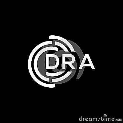 DRA letter logo design on black background. DRA creative initials letter logo concept. DRA letter design Vector Illustration