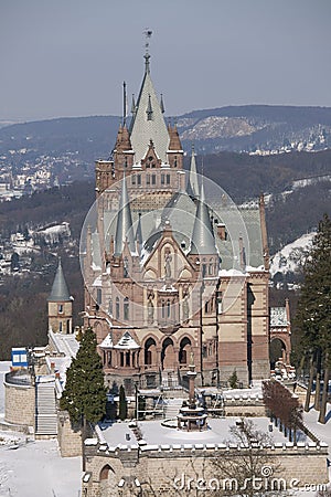 Drachenburg castle in winter Stock Photo