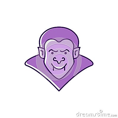 Dracula icon Vampire badge. Colorful flat Halloween icon. Thin line art design, Vector illustration Vector Illustration