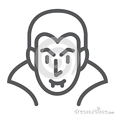 Dracula line icon, halloween and evil, vampire sign, vector graphics, a linear pattern on a white background. Vector Illustration