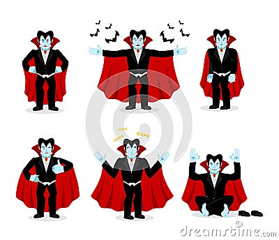 Dracula set of movements. Vampire collection of poses. ghoul exp Vector Illustration