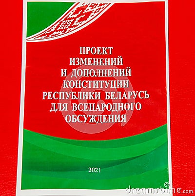 Draft amendments and additions to the Constitution of Belarus. Stock Photo