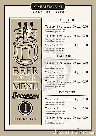 Draft beer menu Vector Illustration