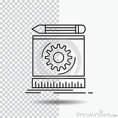 Draft, engineering, process, prototype, prototyping Line Icon on Transparent Background. Black Icon Vector Illustration Vector Illustration