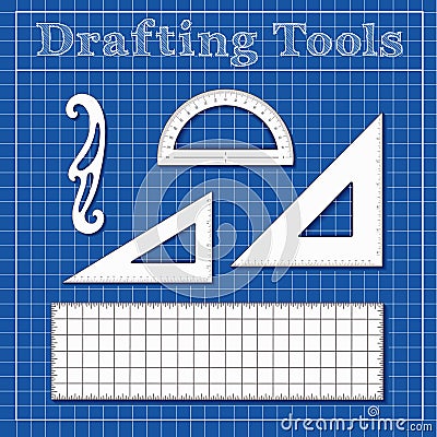 Drafting Tools for Architecture, Engineers, Science Vector Illustration
