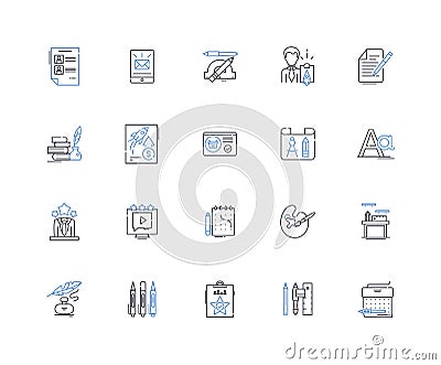 Draftsman line icons collection. Precision, Detail-oriented, Technical, Creative, Analytical, Methodical, Artistic Vector Illustration