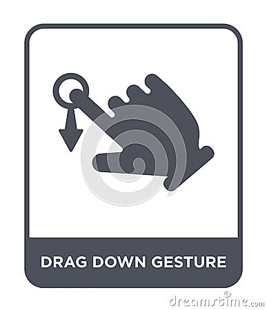 drag down gesture icon in trendy design style. drag down gesture icon isolated on white background. drag down gesture vector icon Vector Illustration