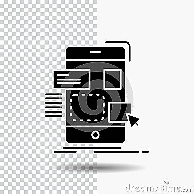 drag, mobile, design, ui, ux Glyph Icon on Transparent Background. Black Icon Vector Illustration