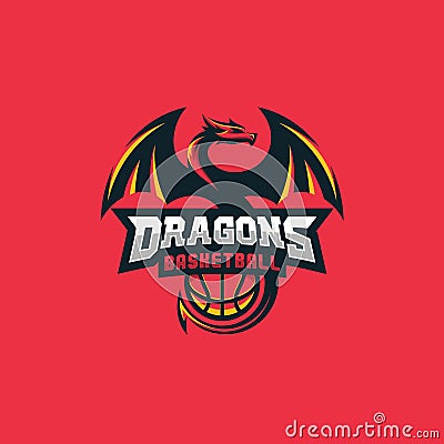 Dragon Basketball Design concept Illustration Vector Template Vector Illustration