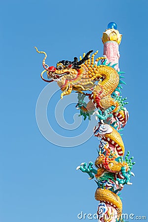 Dragon bind pillar Stock Photo