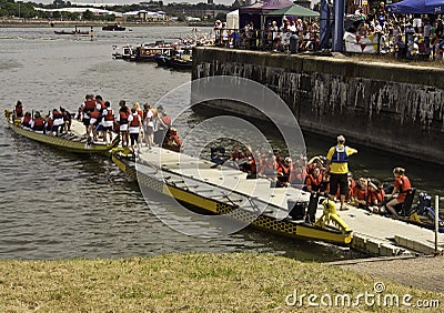 Dragon boat competitors Editorial Stock Photo