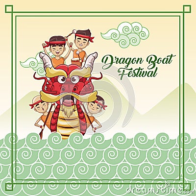 Dragon boat festival cartoon design Vector Illustration