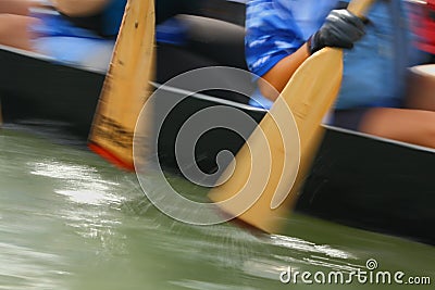 Dragon Boat Paddlers Stock Photo