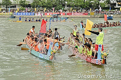 Dragon Boat Racing in Hong Kong 2013 Editorial Stock Photo