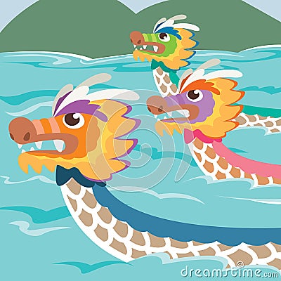 Dragon boat racing illustration Vector Illustration